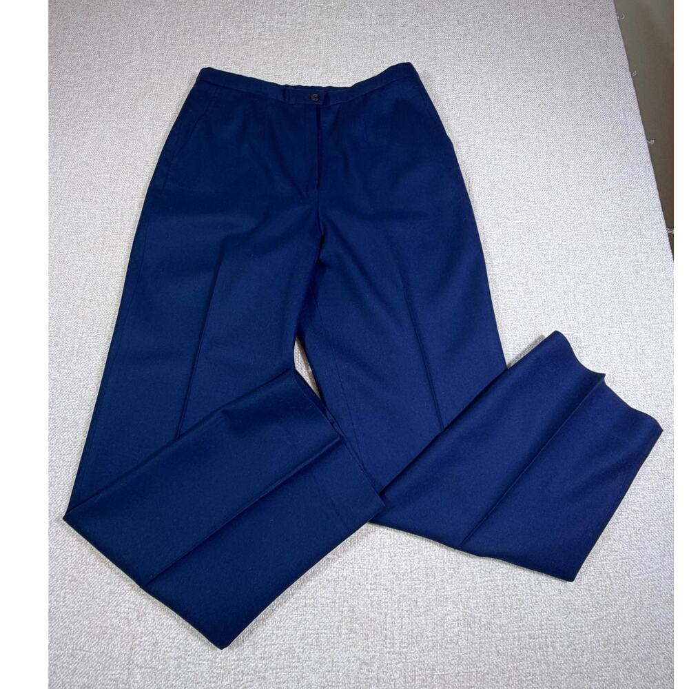 Pendleton Women 14 Blue 100% Wool Flat Front Dress Pants Career Trouser Business